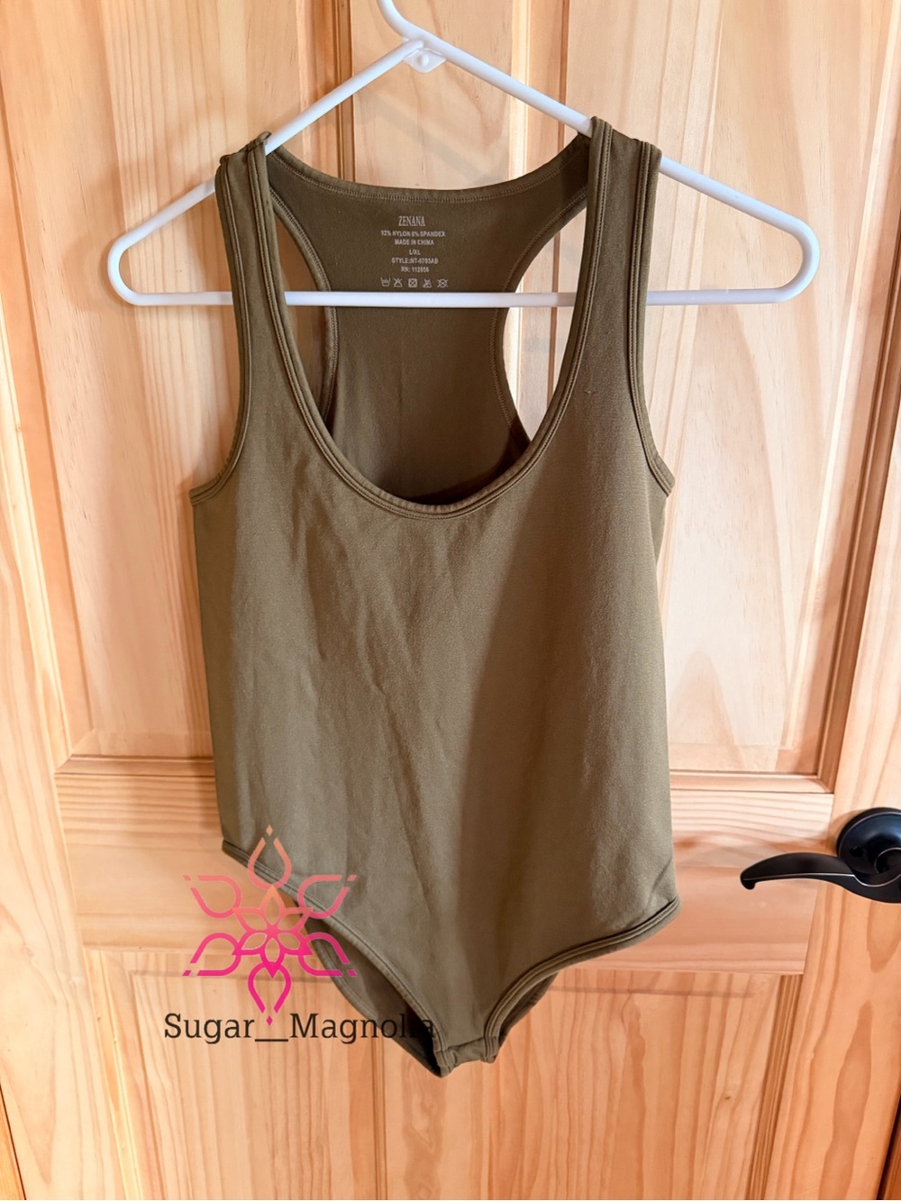 Zenana Outfitters Olive Ribbed Tank Bodysuit
